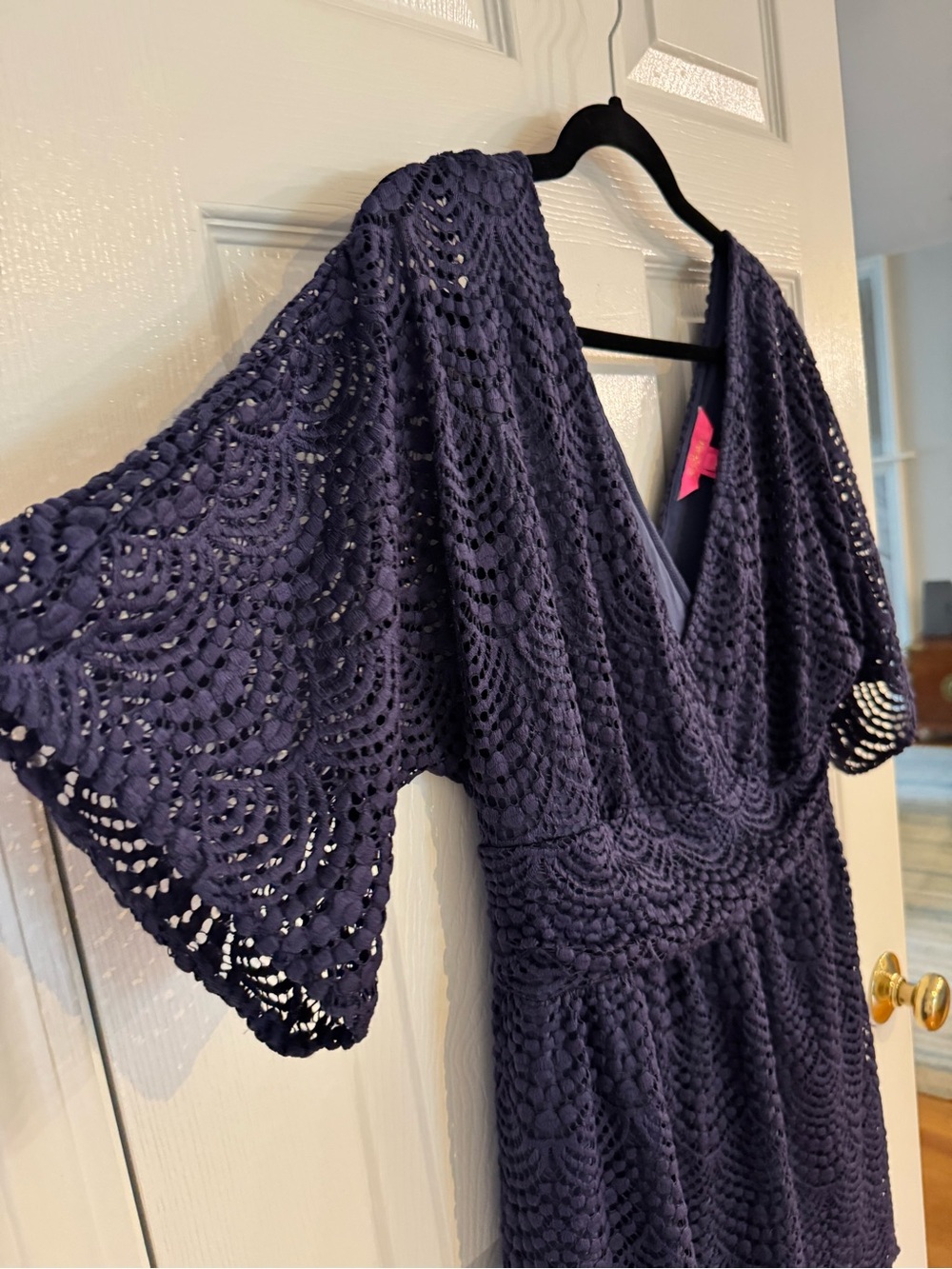 Lilly Pulitzer Navy Crochet V-Neck Mini Dress